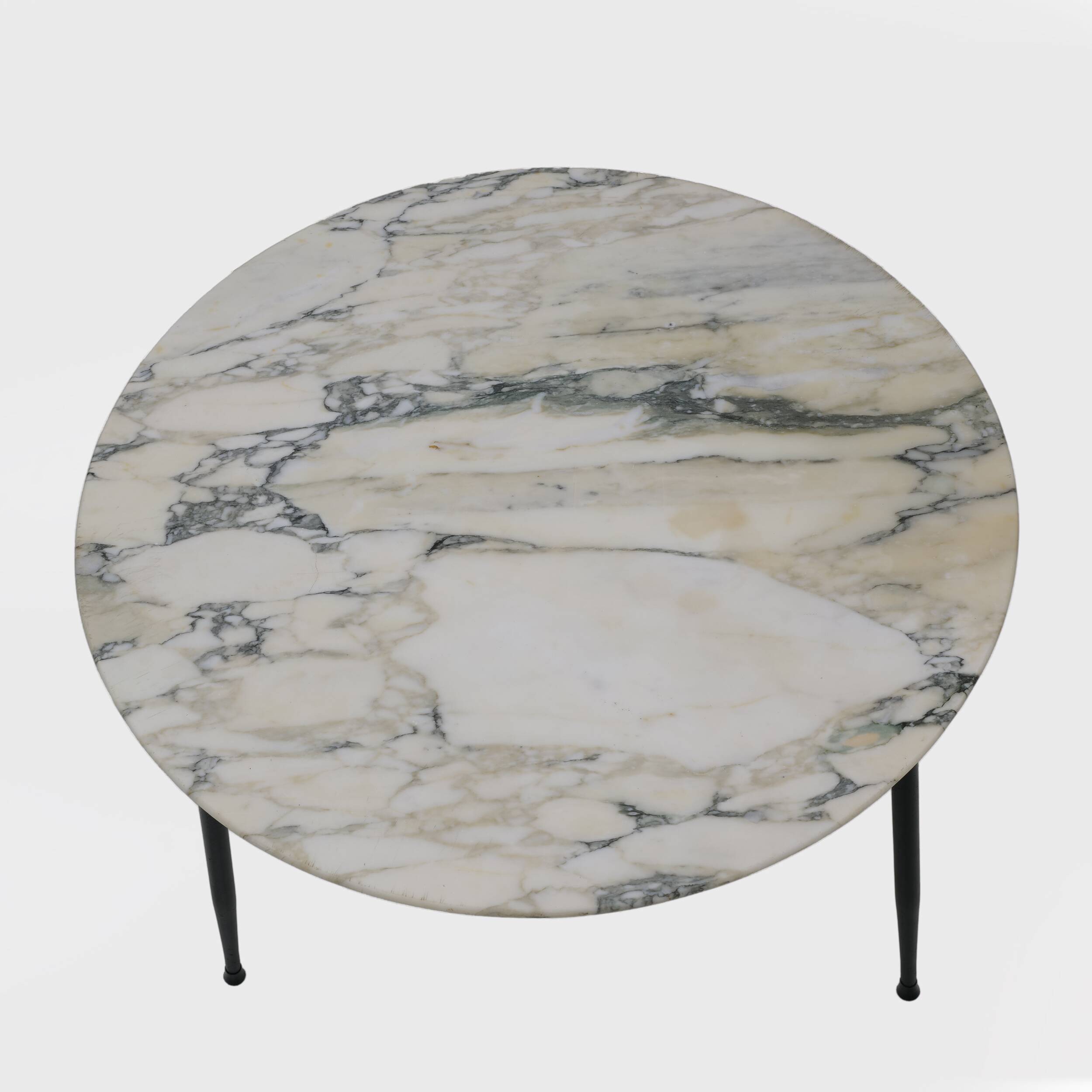 Mid-century Modern Italian Marble and Metal Round Coffee Table, 1960s