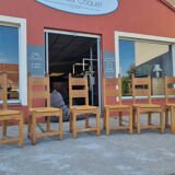 suite of 6 brutalist chairs