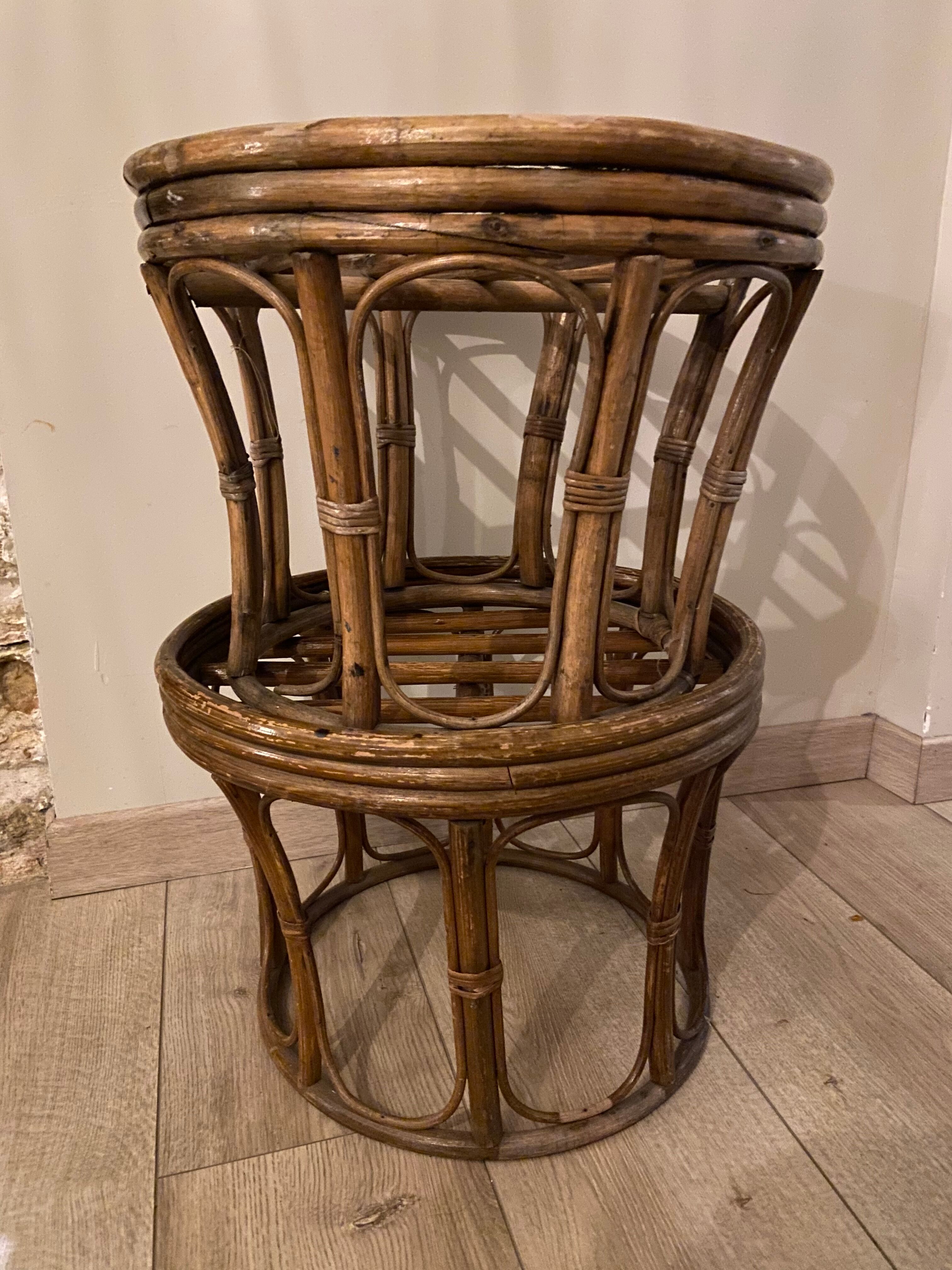 Set of 2 vintage rattan eggs