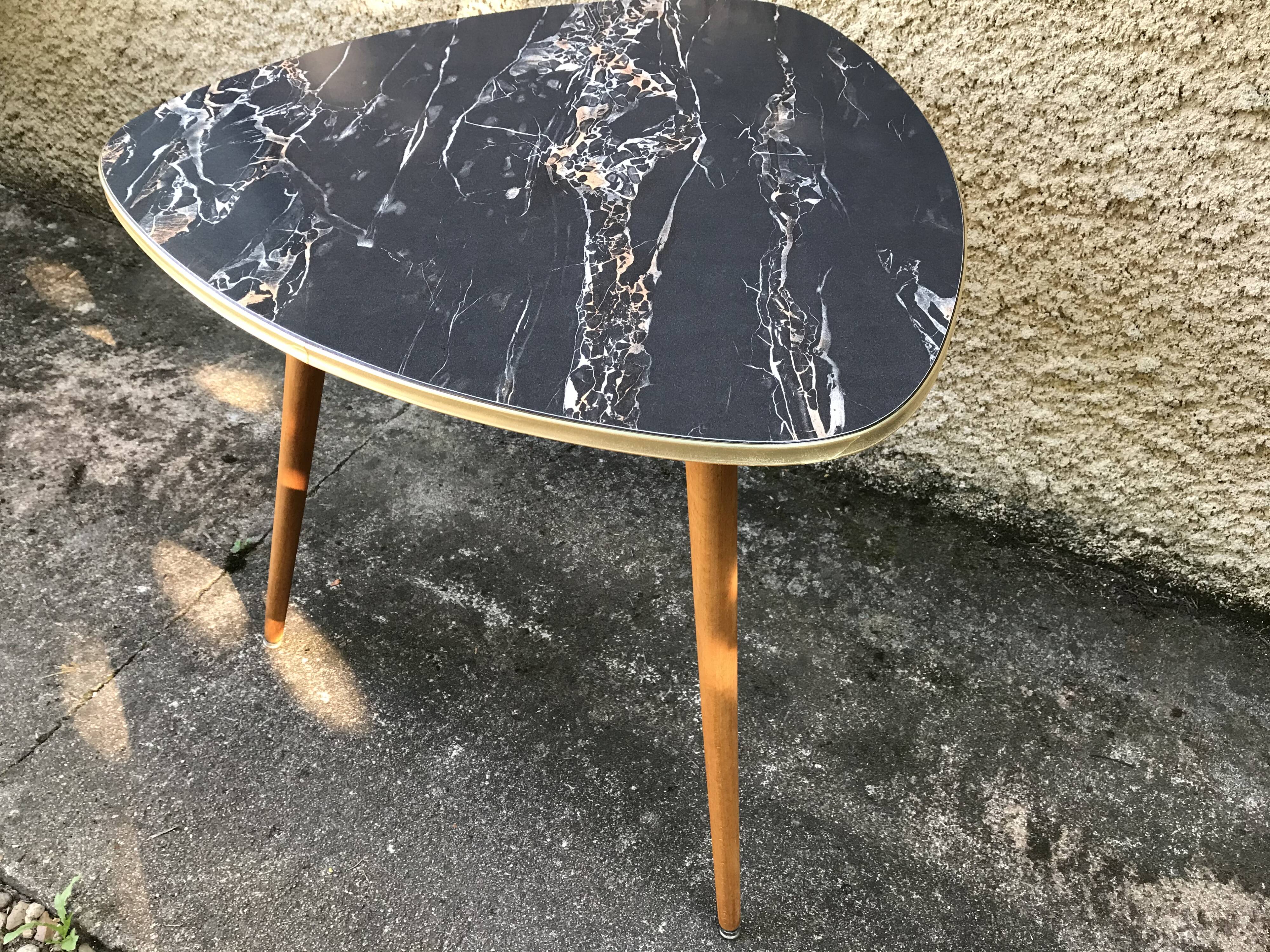 Vintage side table tripod feet compas