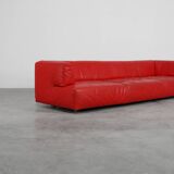 Red Mid-century 3-seater Leather Sofa by Edra, Italy 2000