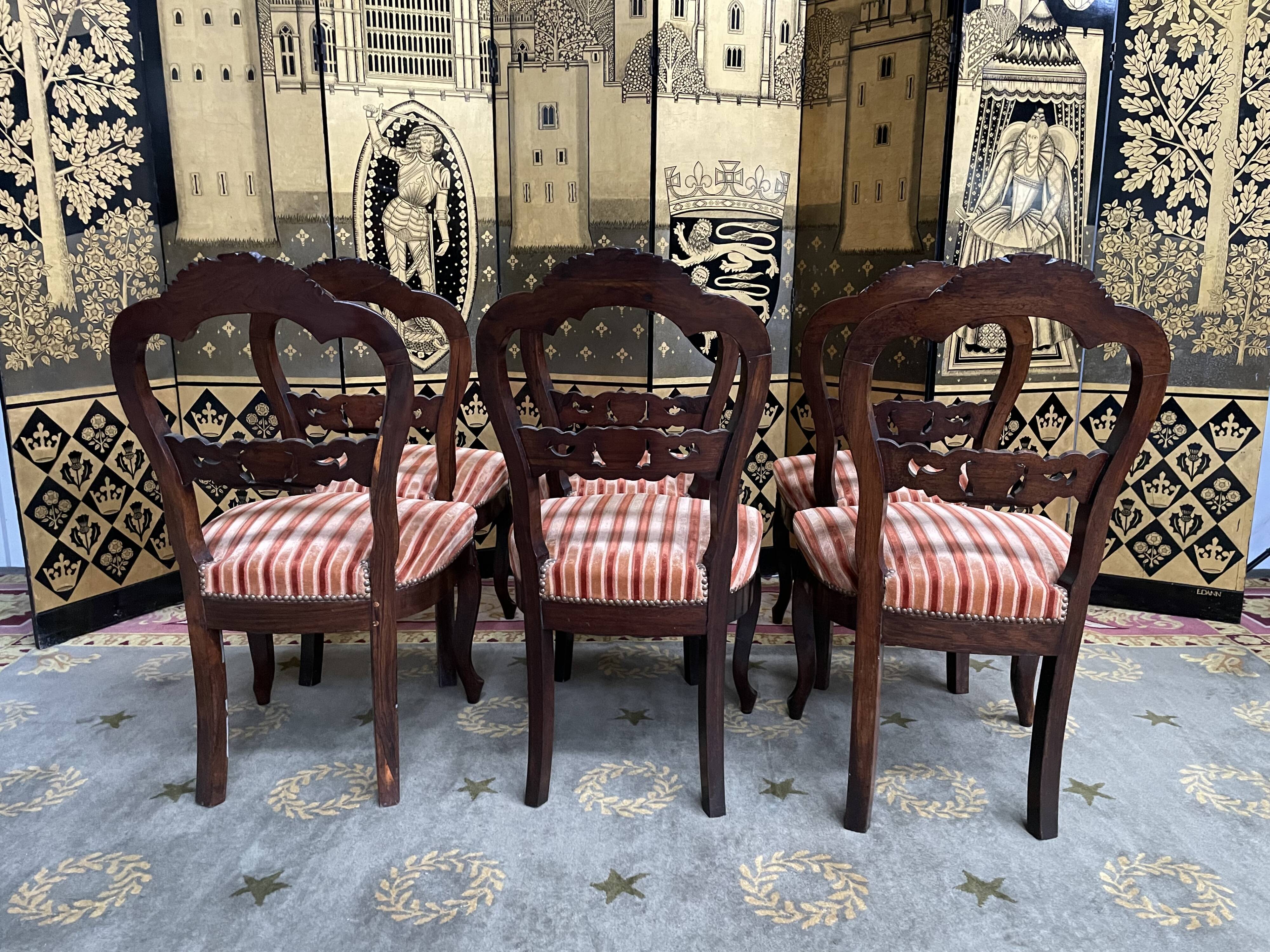 Suite de 6 chaises louis philippe en palissandre
