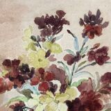 Still life, watercolor bouquet of flowers, signed L. de Bouvry