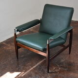 Fauteuil en palissandre & simili cuir modèle 112 par Leolux, années 1960