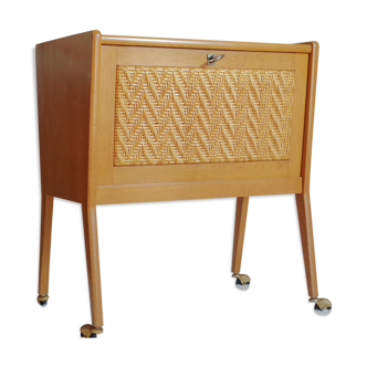 Wooden furniture and rattan compass feet on wheels