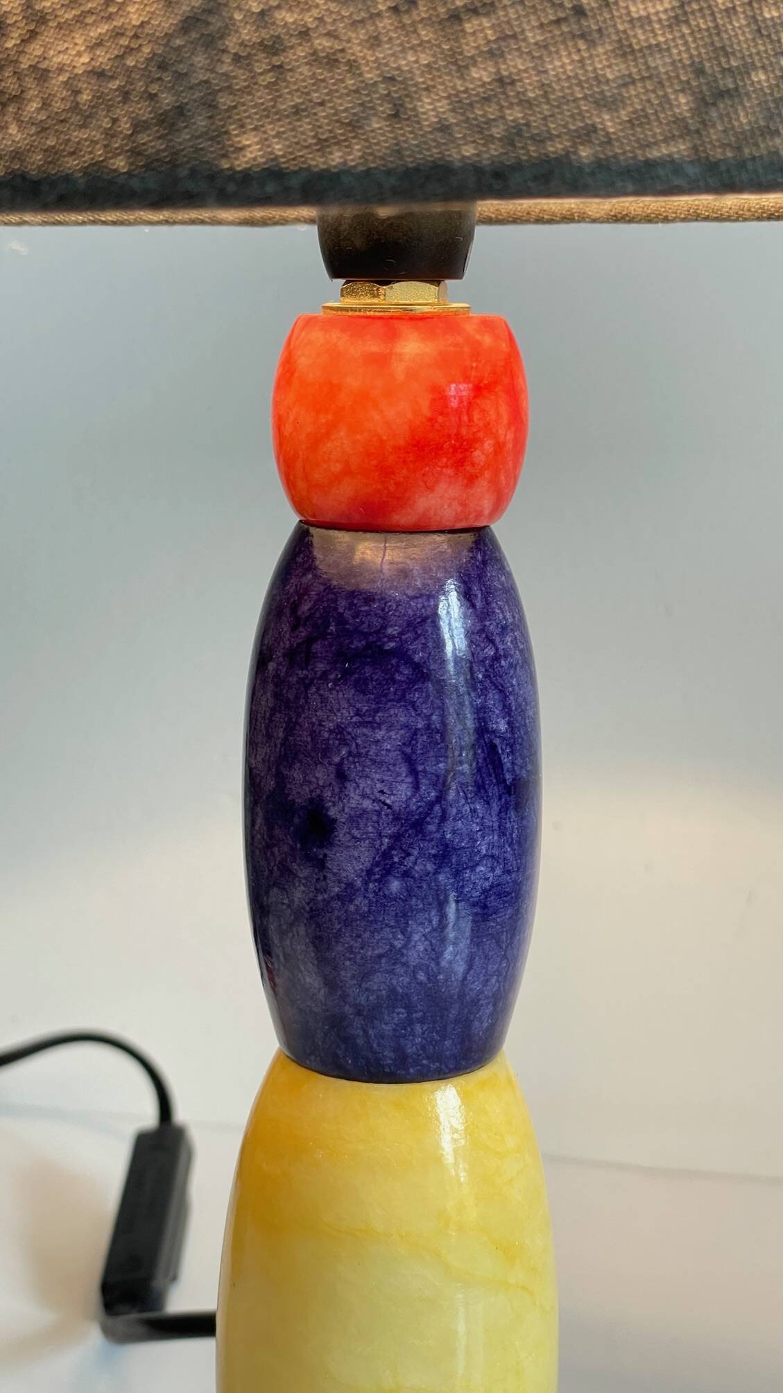 ALABASTER STONE LAMP Blue, Yellow and Red 80s