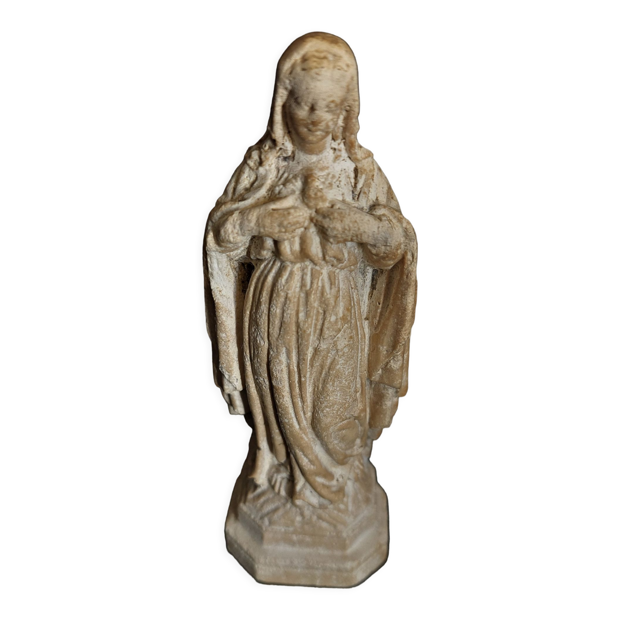 Religious statuette Holy Virgin Sacred Heart in plaster nineteenth century