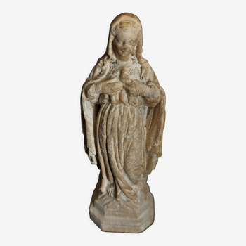Religious statuette Holy Virgin Sacred Heart in plaster nineteenth century
