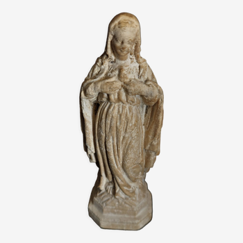 Statuette religieuse Sainte Vierge sacré coeur en plâtre époque XIXème