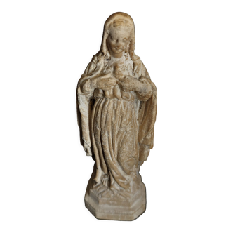 Statuette religieuse Sainte Vierge sacré coeur en plâtre époque XIXème