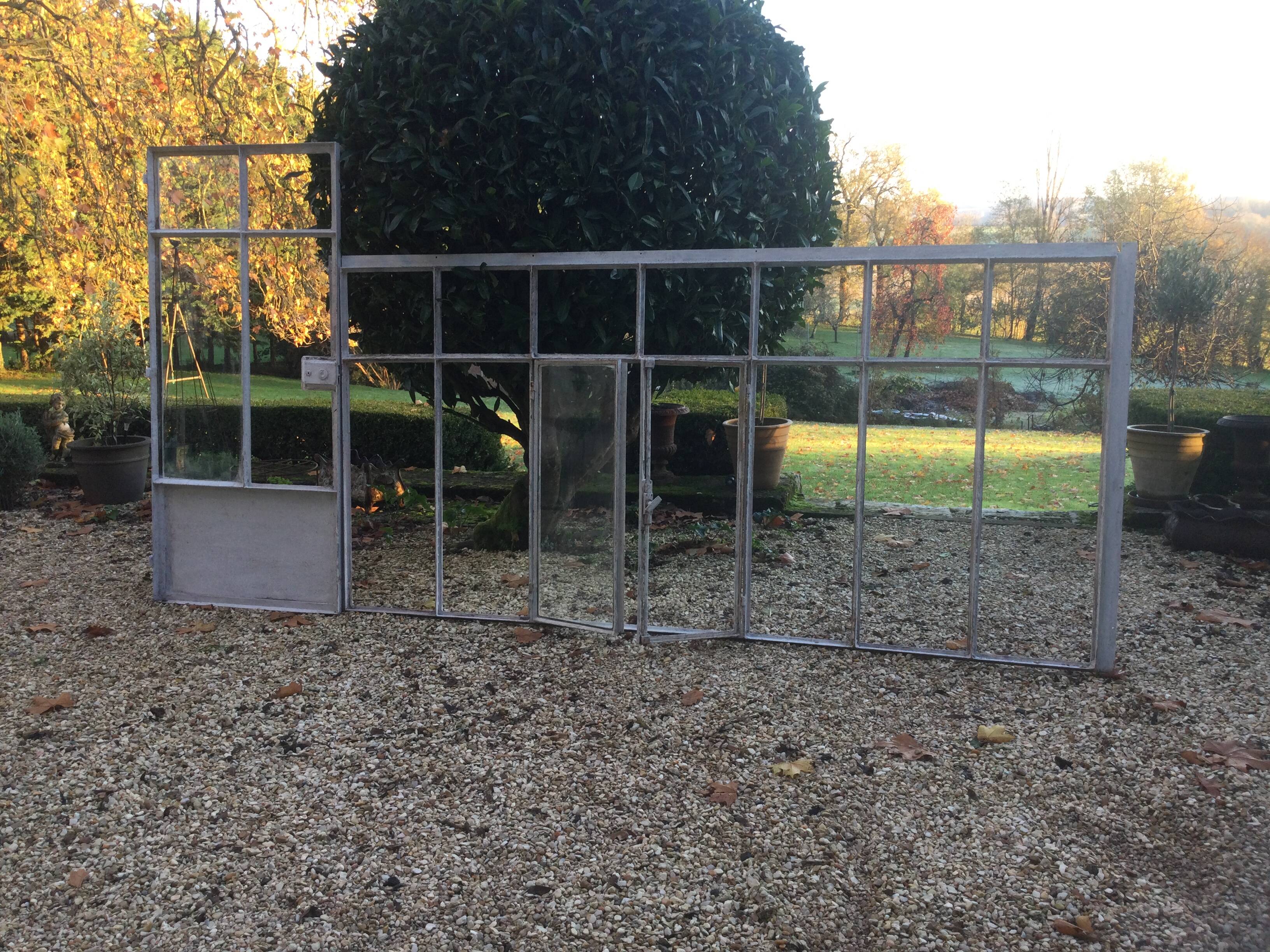 Old glass roof with door and window