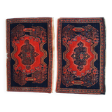 Paire de tapis antiques faits main Senneh persans 52cm x 80cm (1900s)