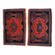 Paire de tapis antiques faits main Senneh persans 52cm x 80cm (1900s)