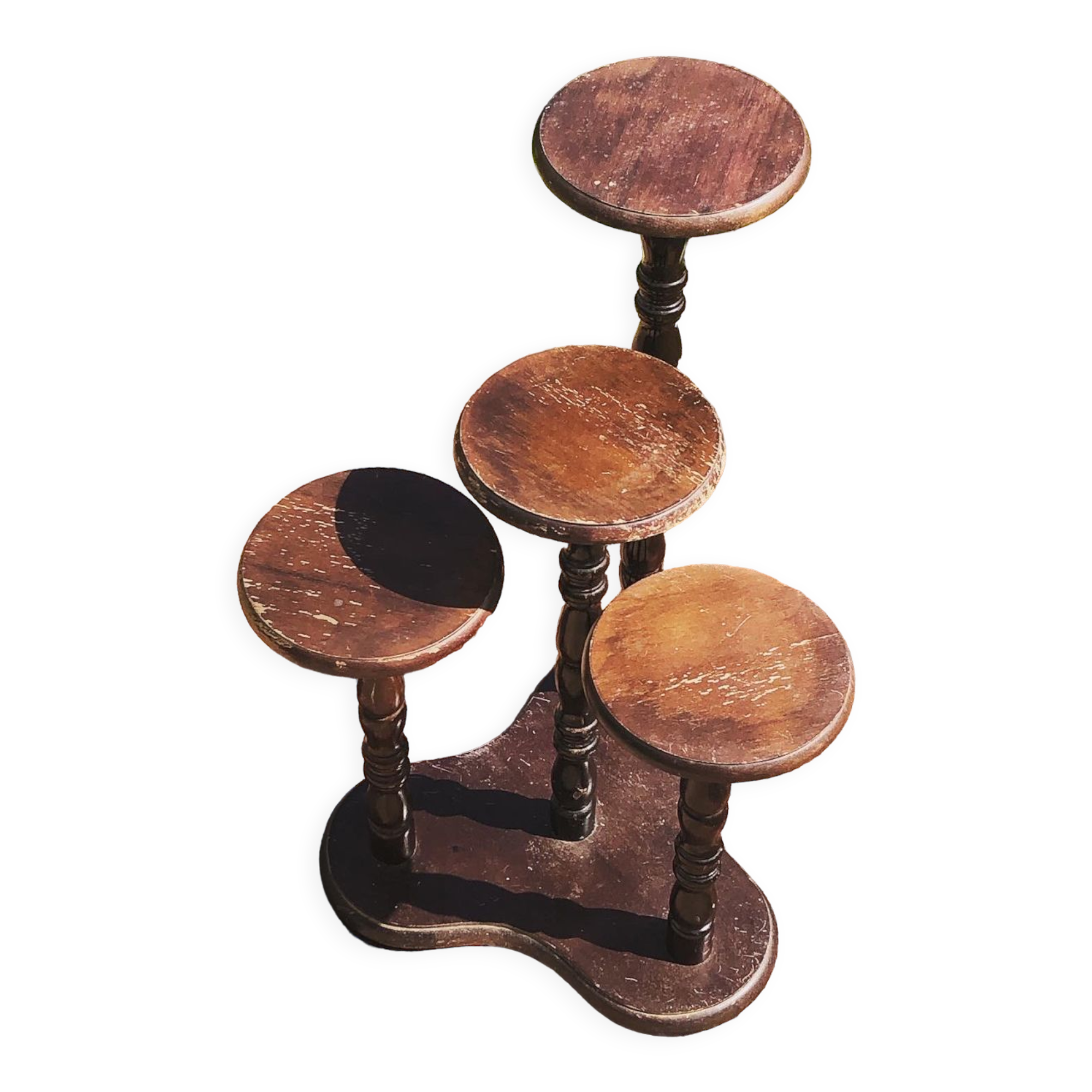 Wooden plant holder four trays