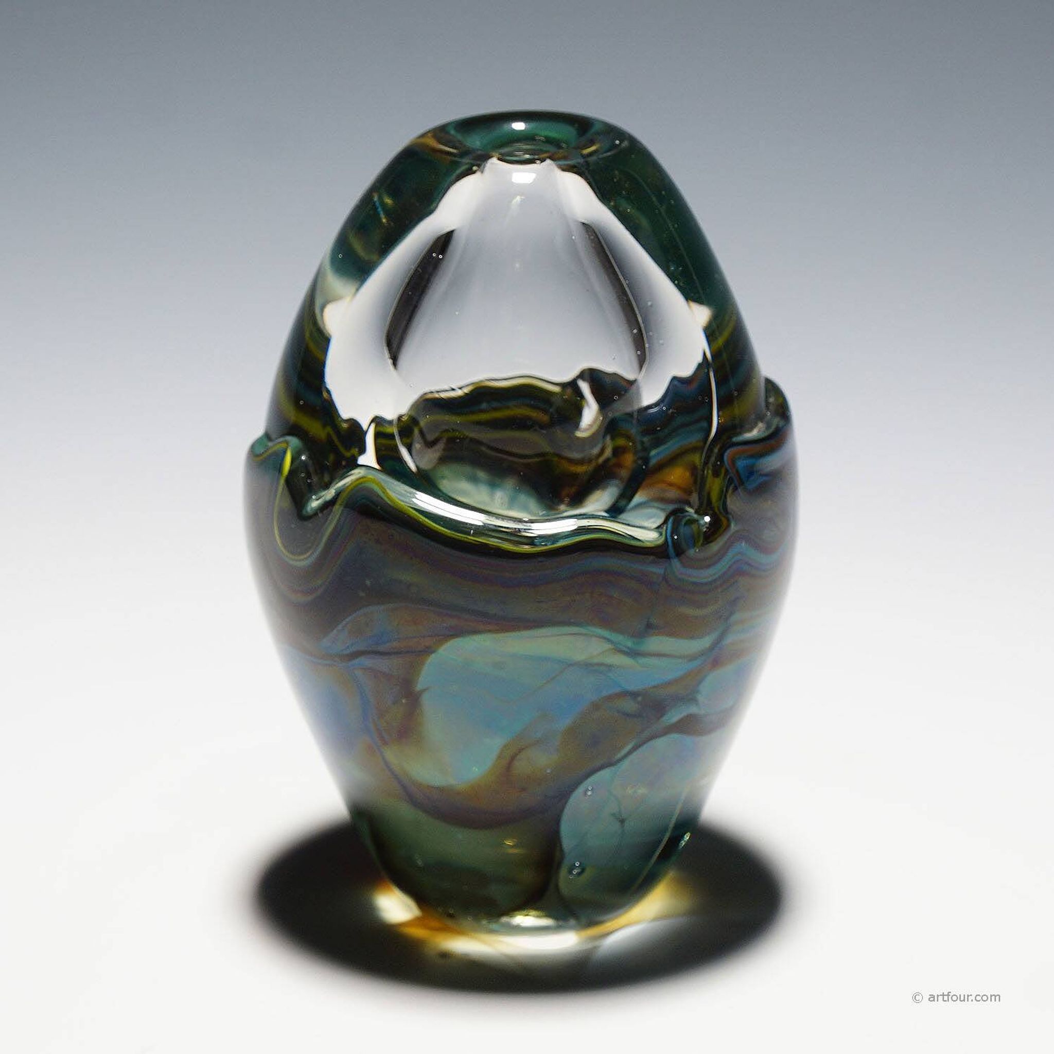 Vase en verre de studio conçu par l'artiste allemand Udo Edelmann, 1988
