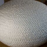 white woven wool pouf