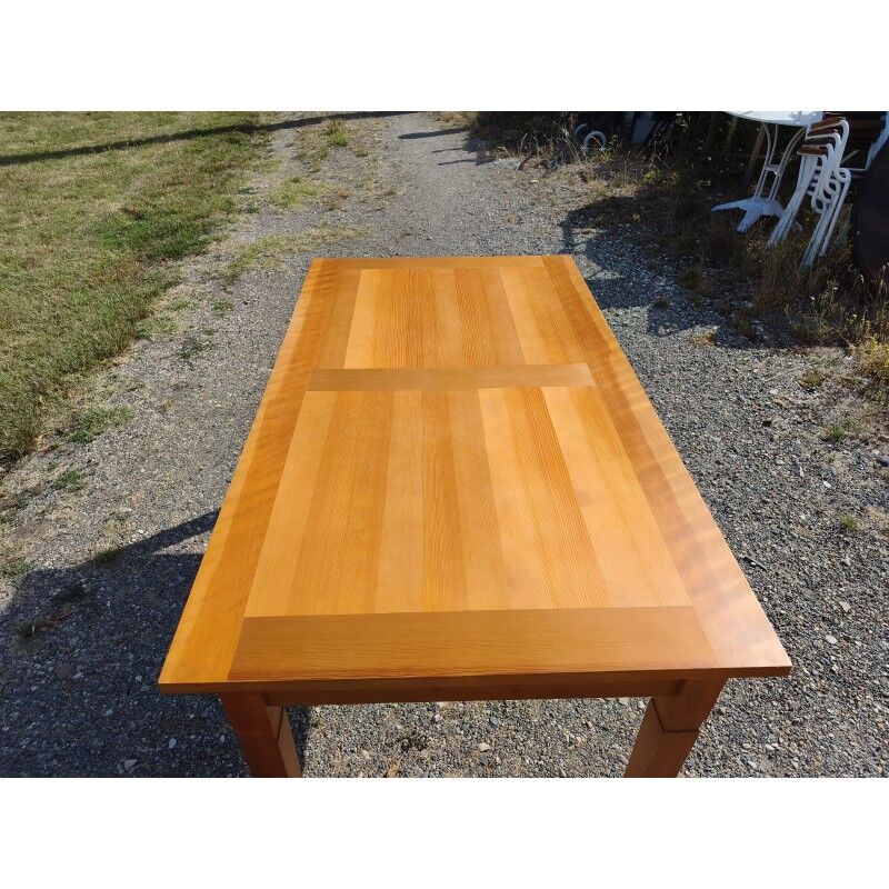 Table vintage en pin et osier