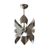 Brushed steel metal pendant light, seventies design