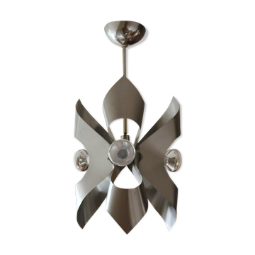 Suspension en métal acier brossé design seventies