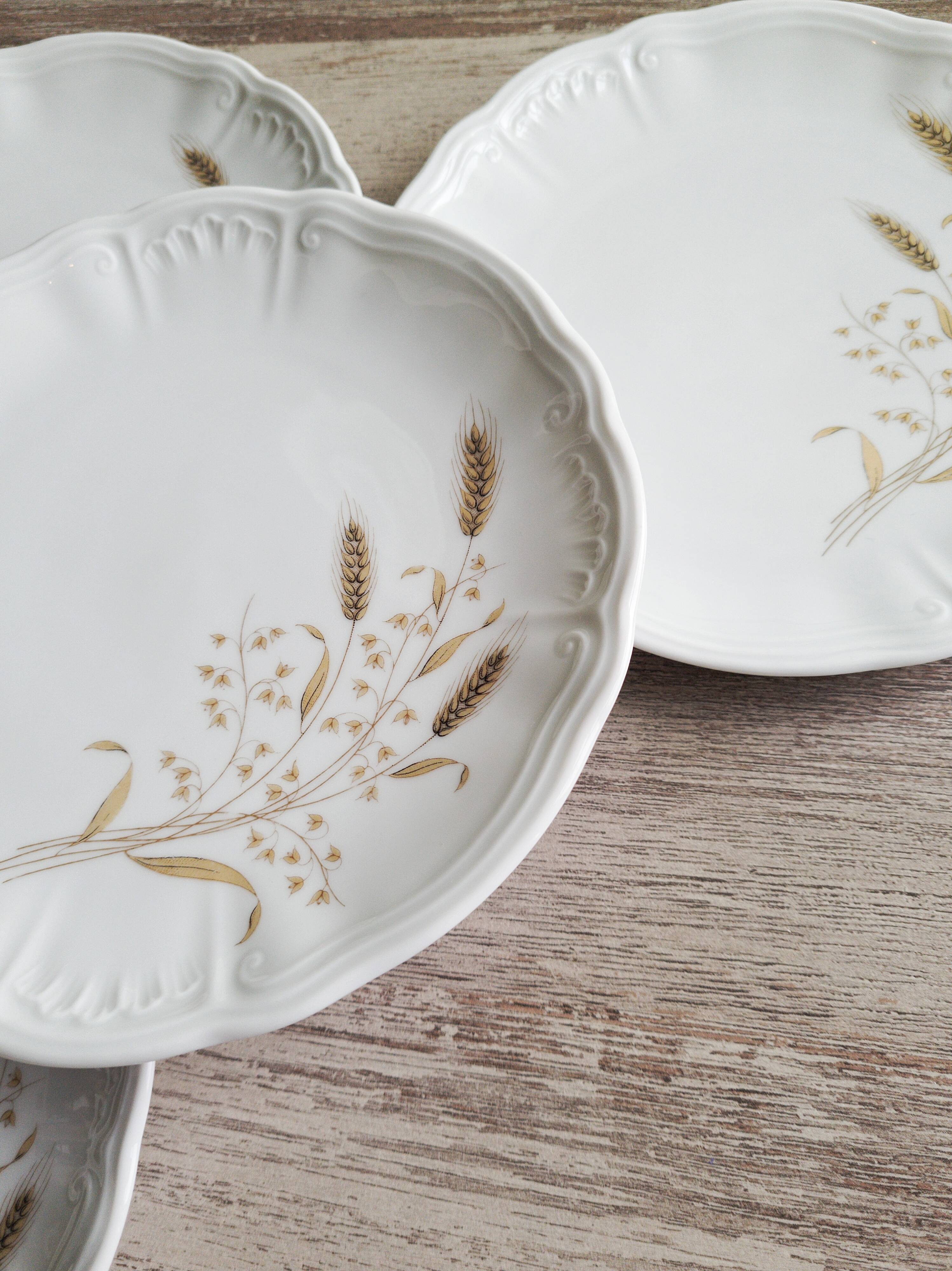 Set of 4 plates with Bavaria wheat ear desserts