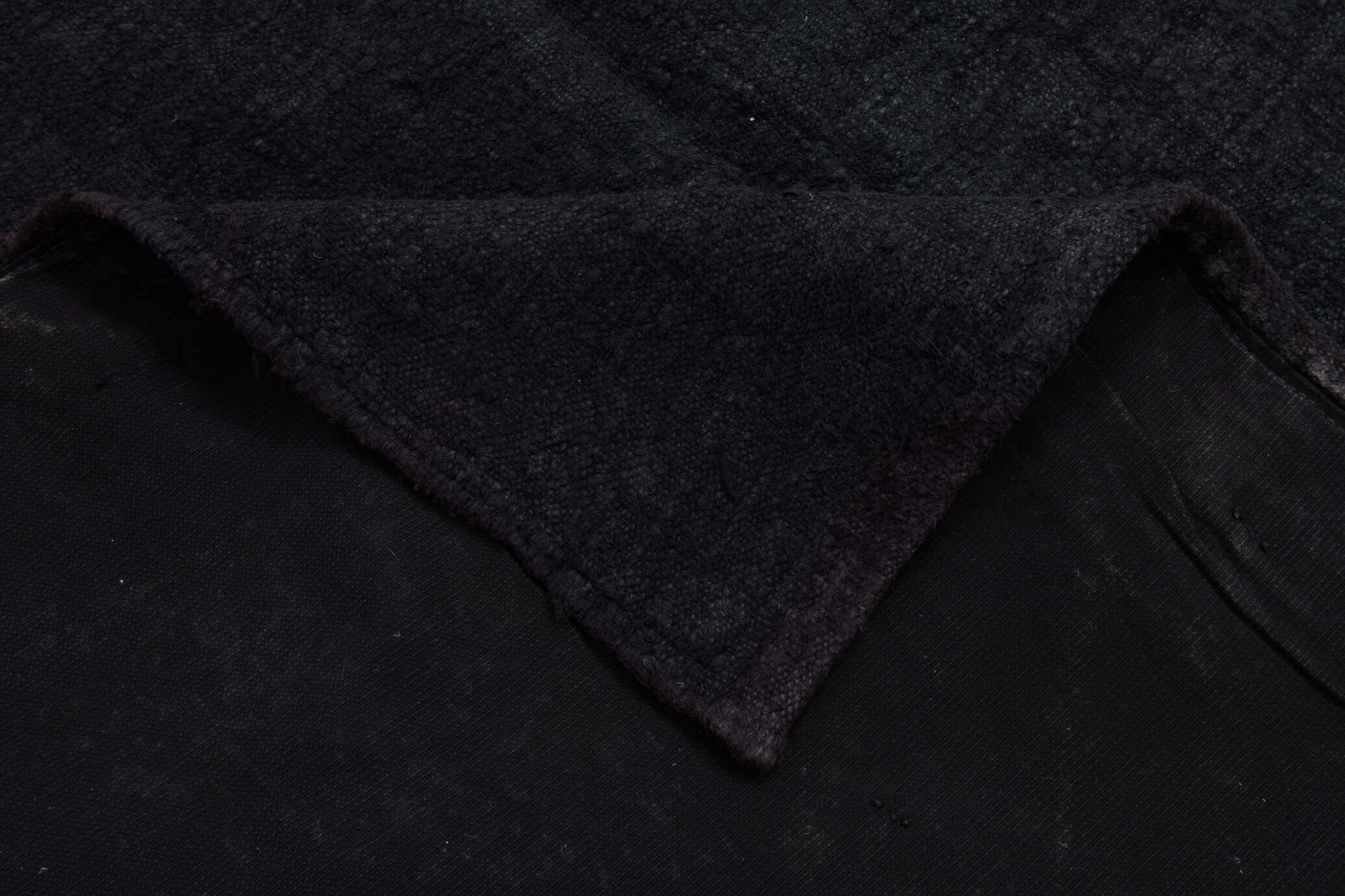 5x7 Dark Navy Blue Solid Turkish Vintage Kilim Rug For Bedroom, 156x223 Cm