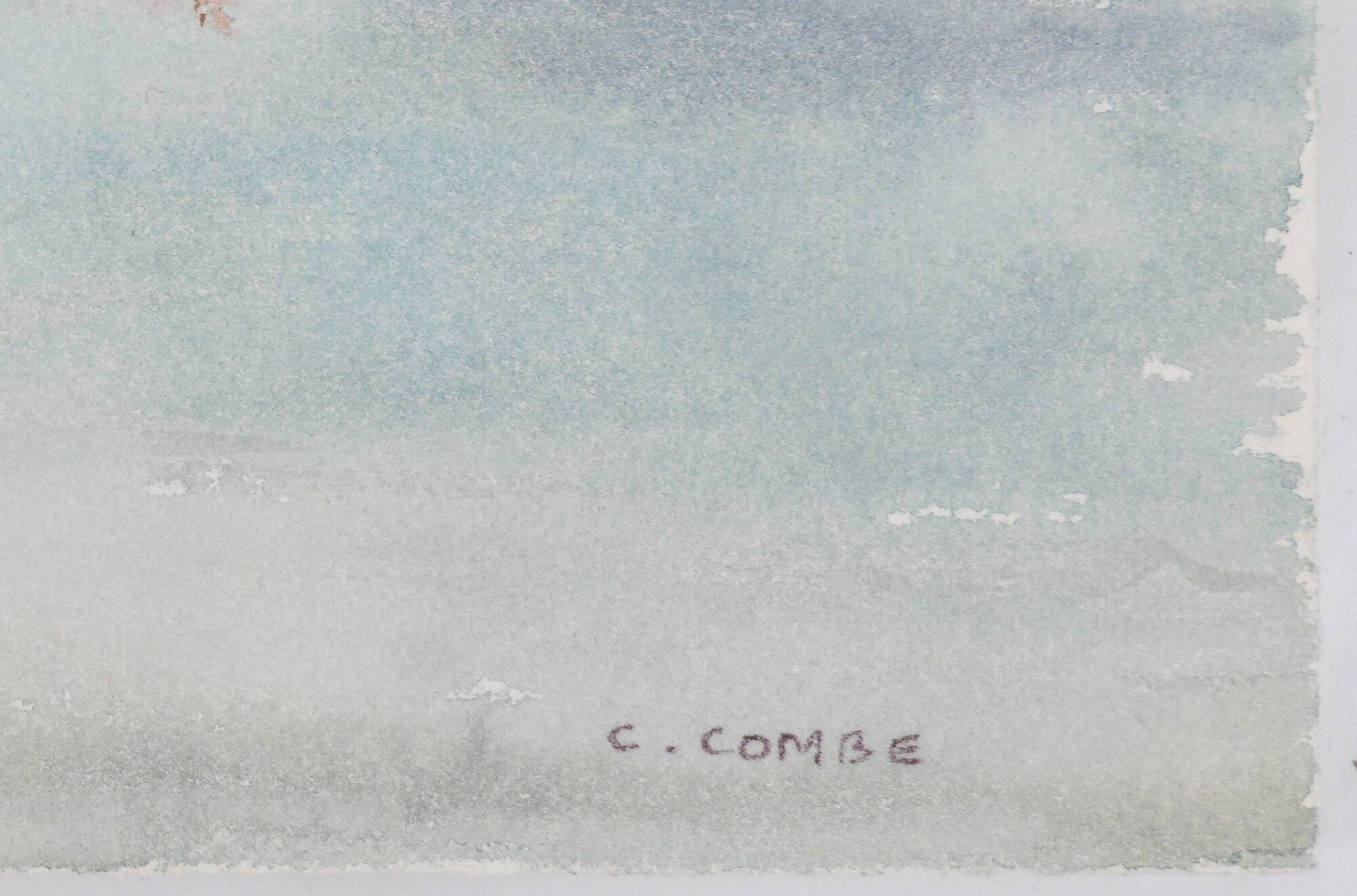 Camille COMBE: Seaside promenade, Original signed watercolor