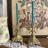 Pair of antique bronze candlesticks