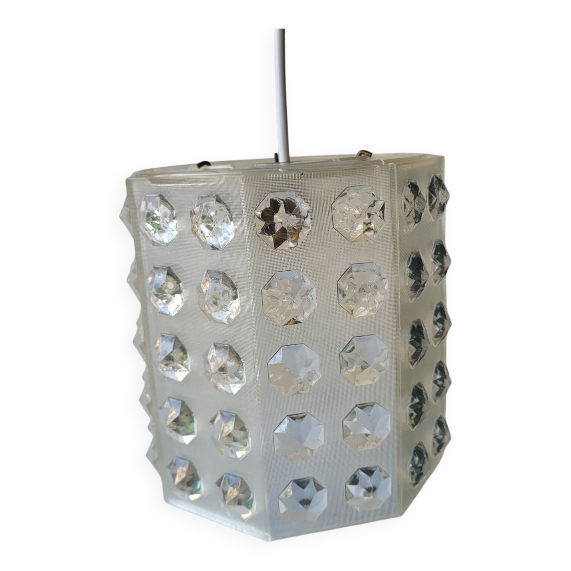Vintage hexagonal cabochon pendant light – 70s