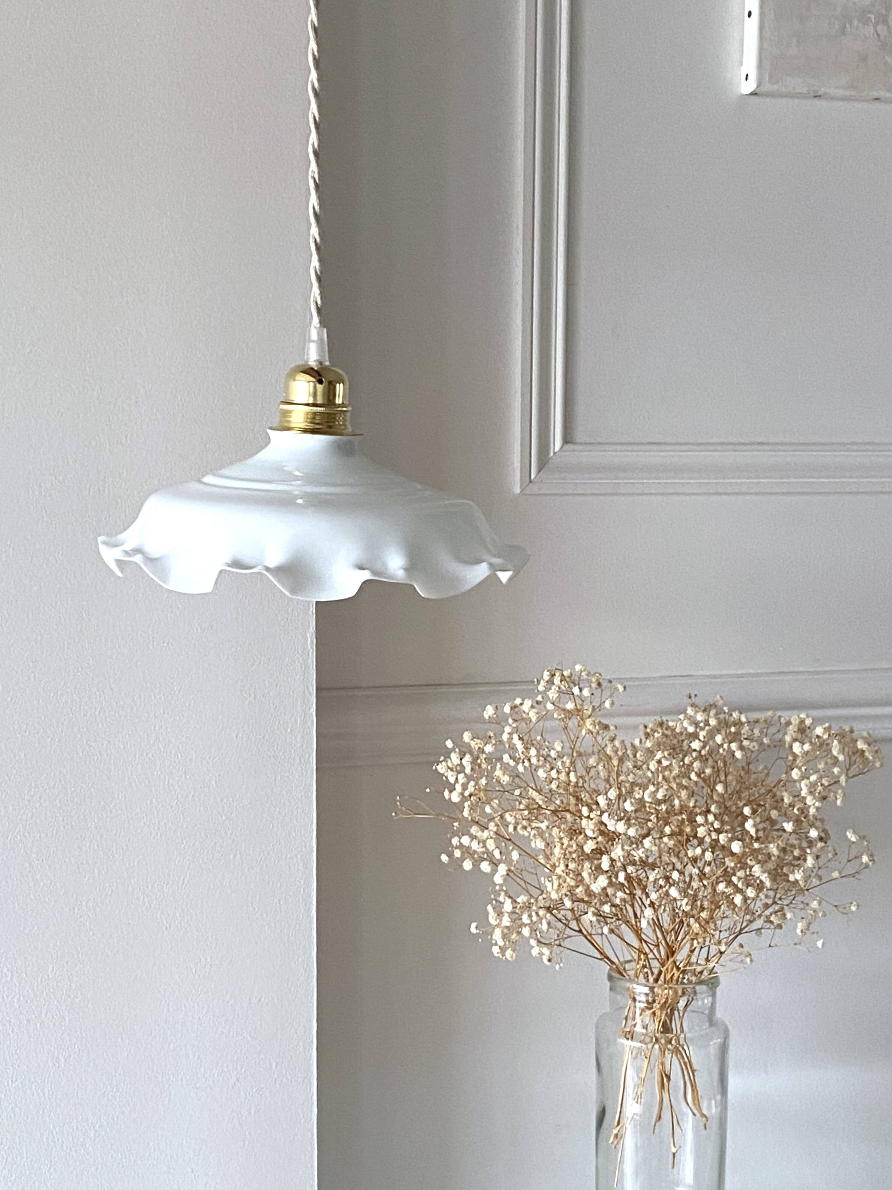White opaline pendant light