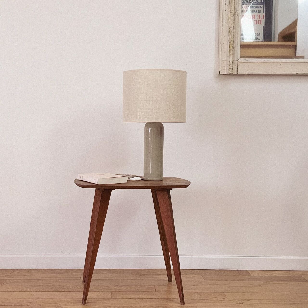 Lampe Grès et jute tissée
