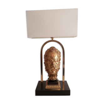 Lampe en bronze doré, milieu du XXème, personnage