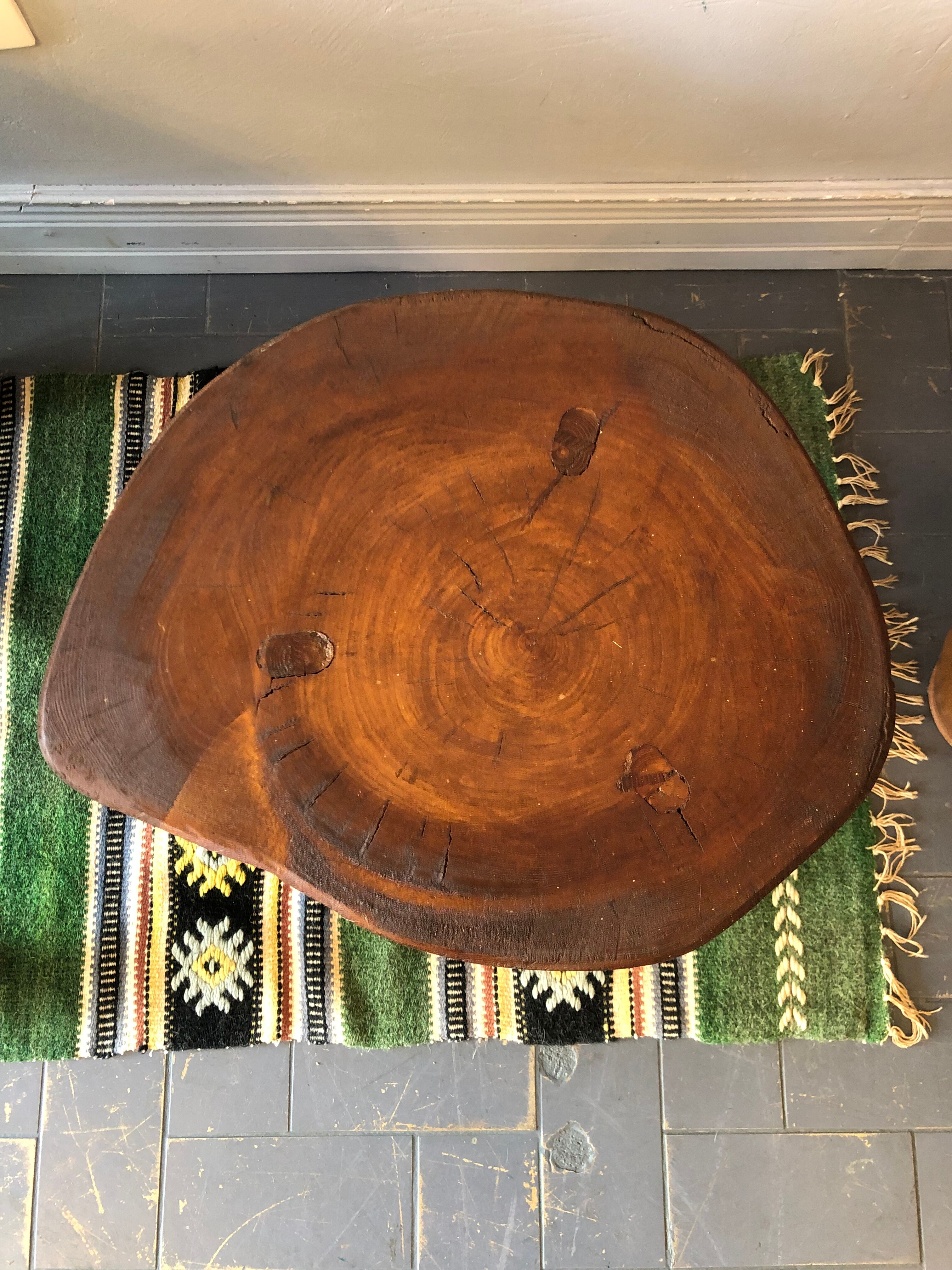 Brutalist oak side table