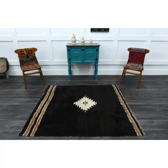 1970s Vintage Turkish Oushak Handmade Wool Cotton Brown Area Rug 146x168