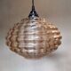 Lampe suspension vintage en verre marron transparent ondulé