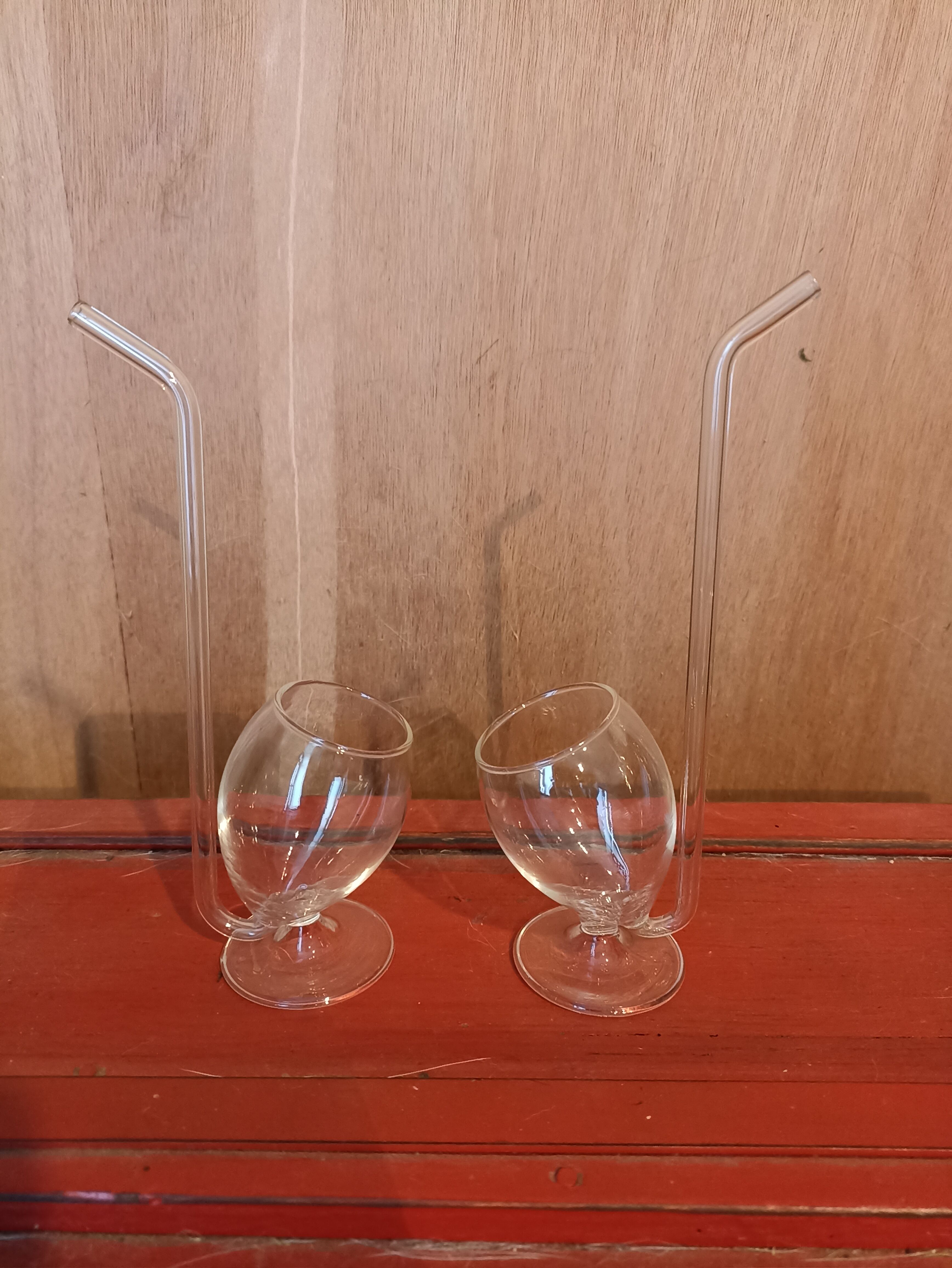 Paire de verres avec paille intégrée