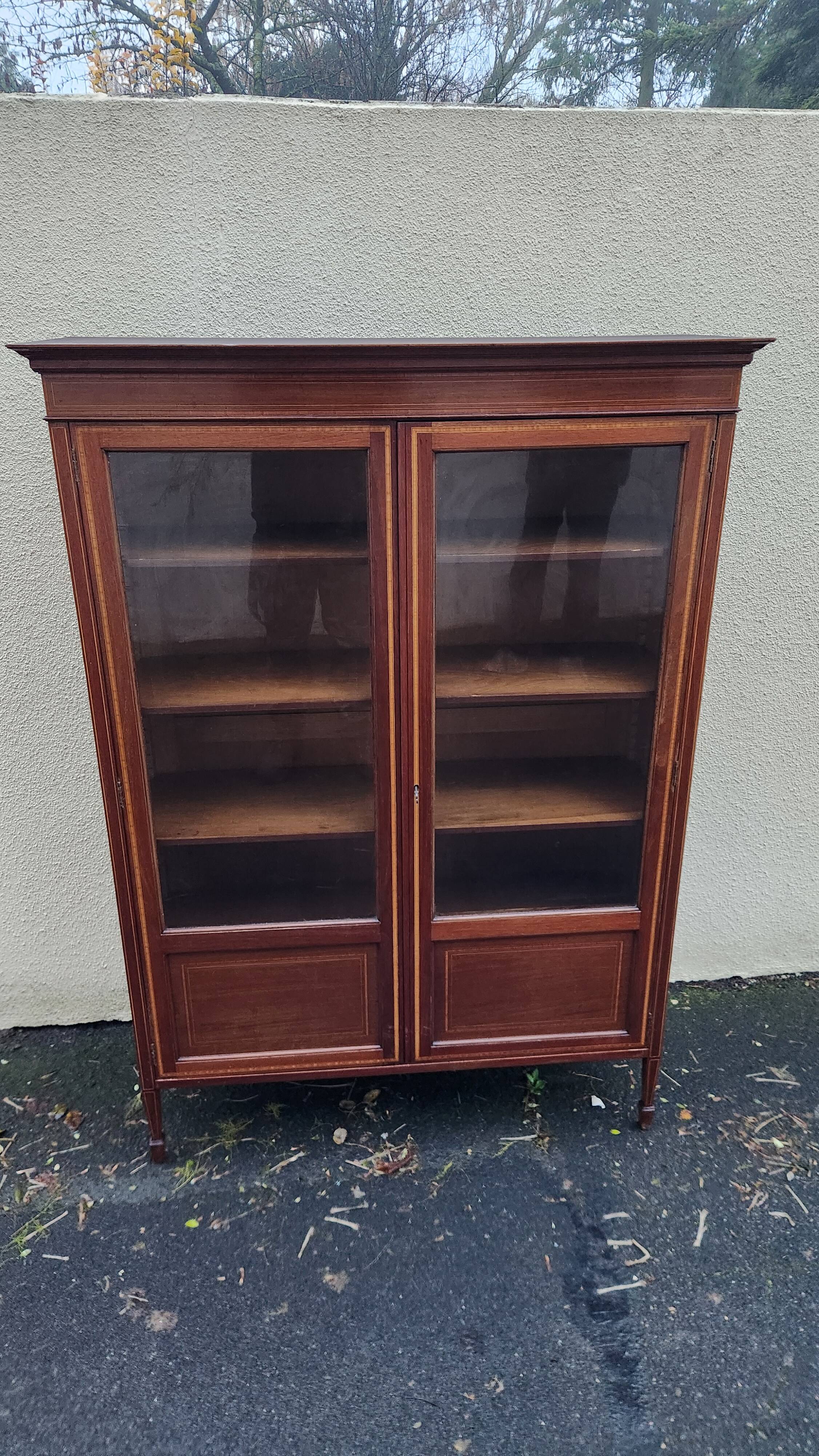 Antique glass-fronted Louis XVI library