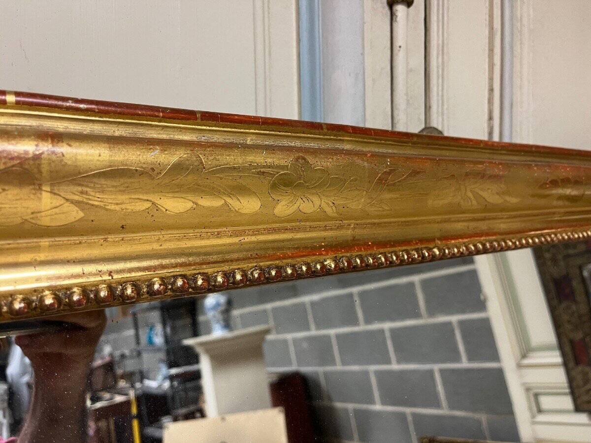 Large Louis Philippe Style Gilded Stucco Fireplace Mirror