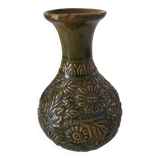 Small glazed vase with raised floral decoration