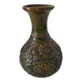 Small glazed vase with raised floral decoration