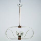 Art Deco Clear Murano glass chandelier. Italy 1940s