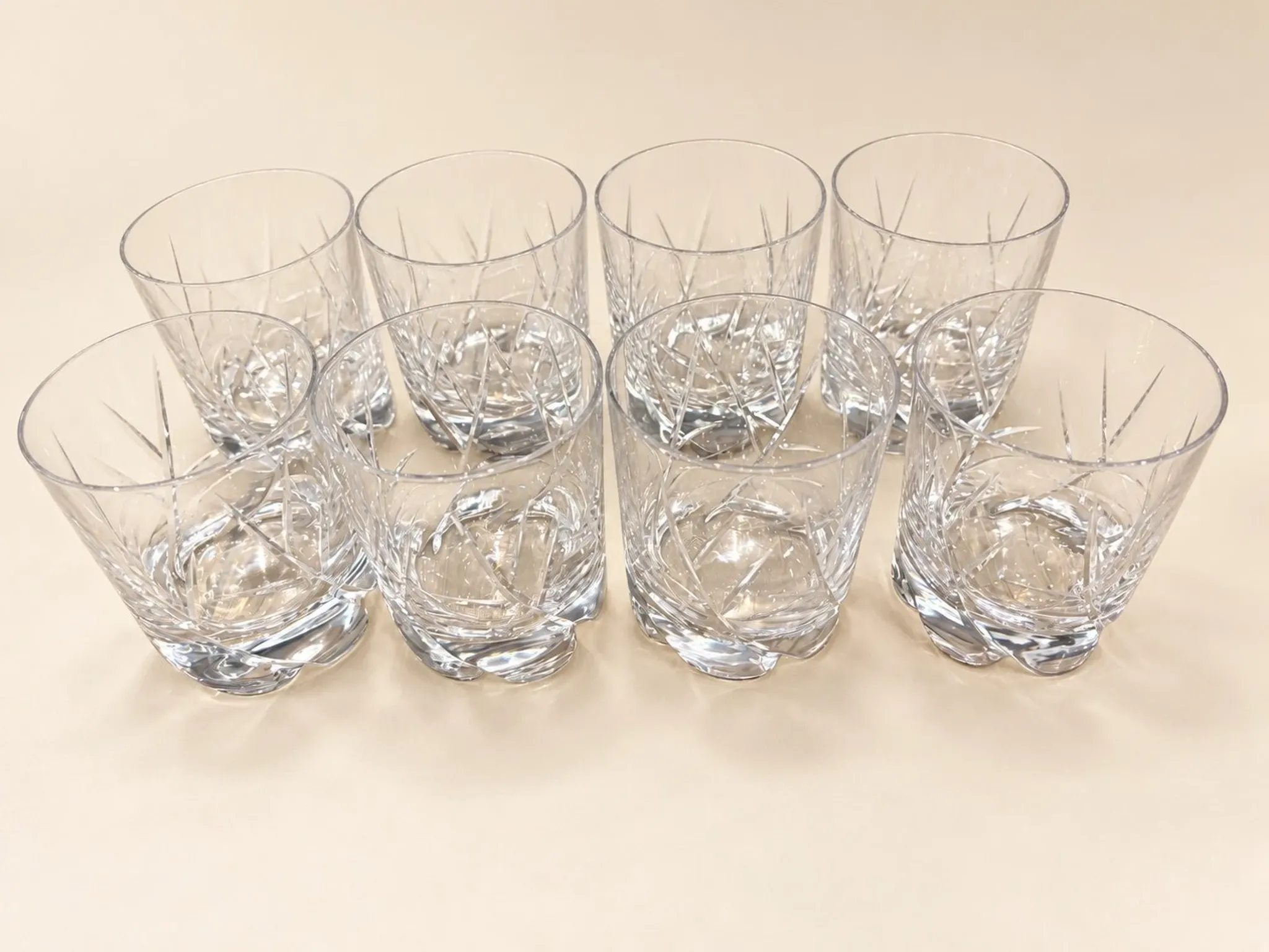 8 Cut Crystal Porto Glasses Daum - Art Nouveau 1900s