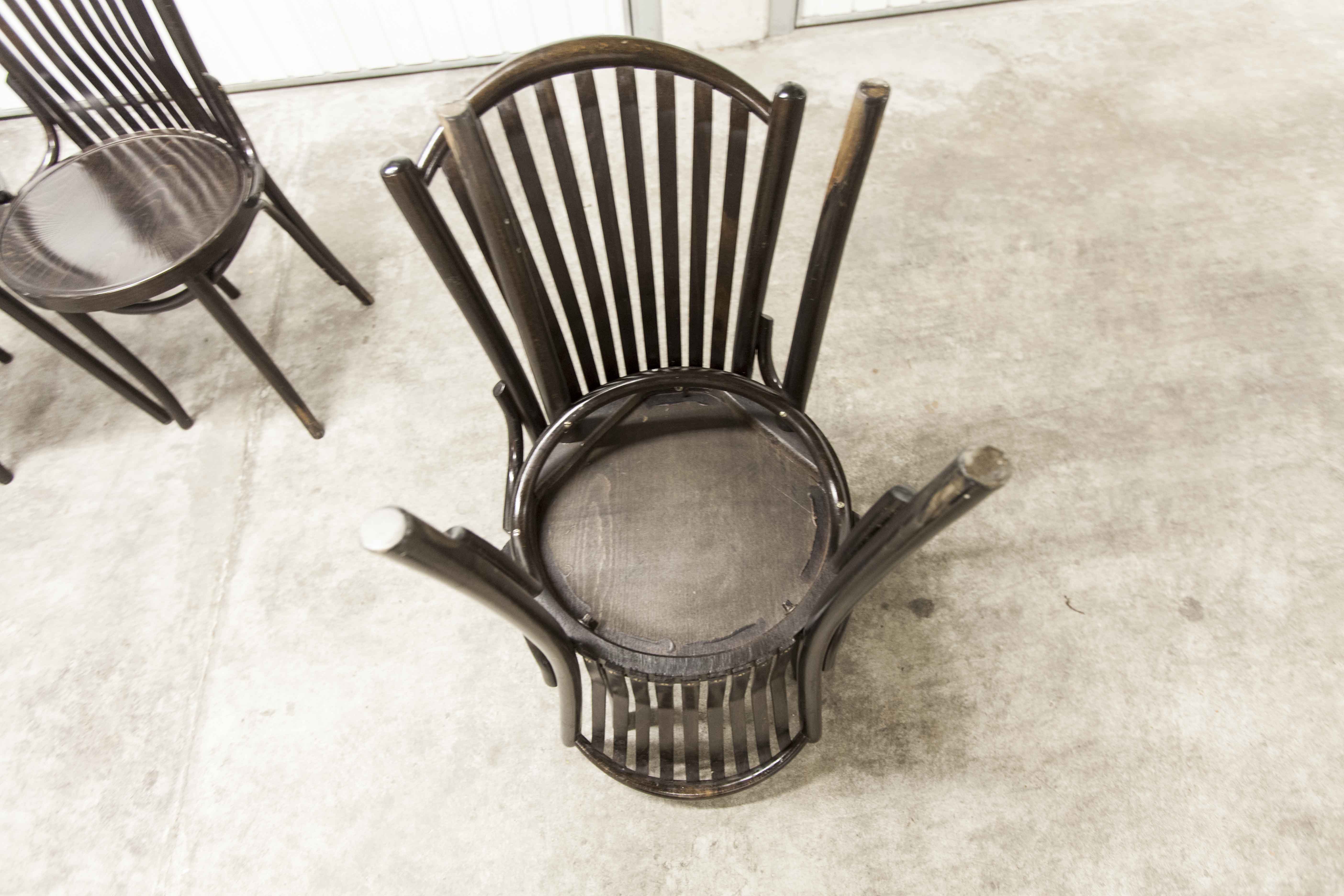 Set of 6 chairs Bistrot Baumann ref 22 curved wood
