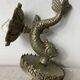 Art Deco style fish wall light in silver metal