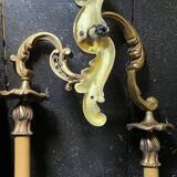 Pair of vintage gilded bronze wall lights