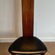 Pair of High Back Chairs, Exotic Wood & Black Leather, Scandinavian, varnished