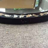 Bevelled mirror with wooden frame and mother-of-pearl 26.7 x 20.4 cm