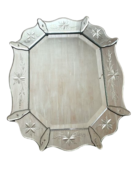 Miroir vénitien gravé  73 x 58 cm
