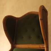 Mid-century wingback chair in bamboo and olive green, 1960s