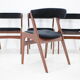 1960s Danish Teak Dining Chairs in Black Velvet
