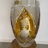 Vase en cristal ambre bohème  cristallerie Julia